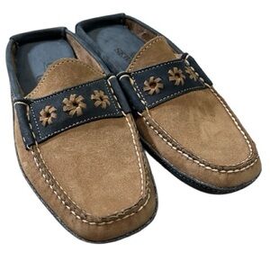 SEBAGO WOMENS SUEDE LEATHER MULE LOAFERS BROWN BLUE SIZE 7